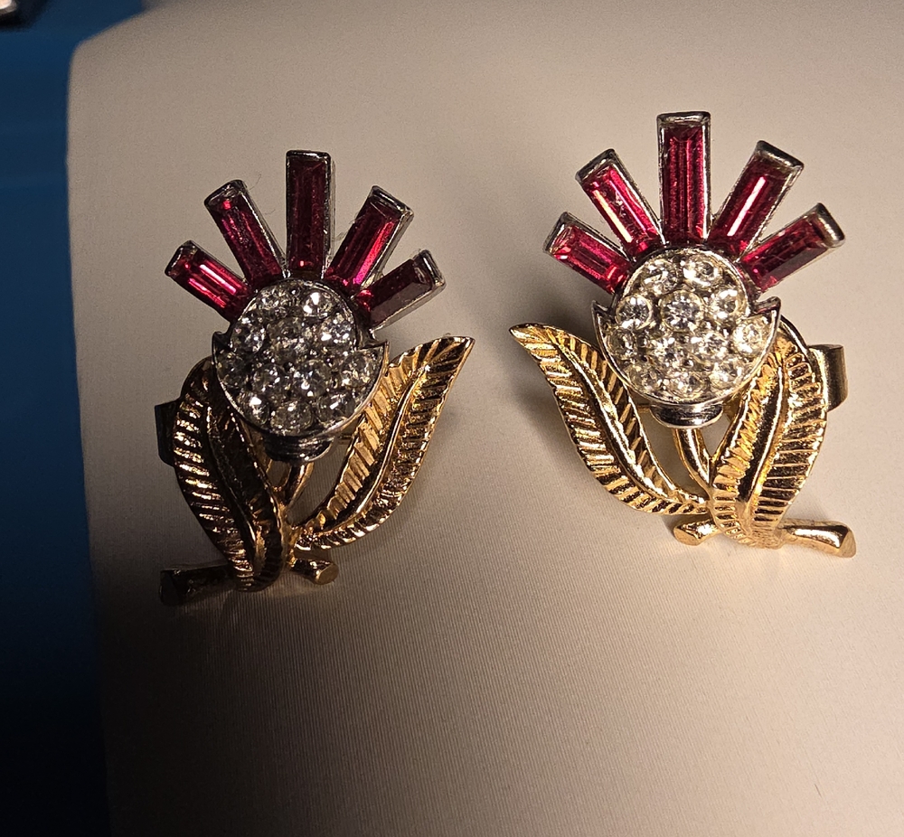 True Vintage Trifari "Radiance" collection thistle earrings, Clip On